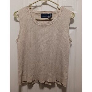 Liz Claiborne Women's Sleeveless Sweater Tank Top Beige Size M Scoop Neck